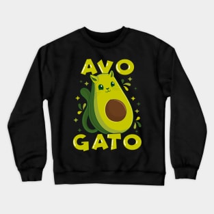 Cute & Funny Avogato Avocado Cat Pun Crewneck Sweatshirt